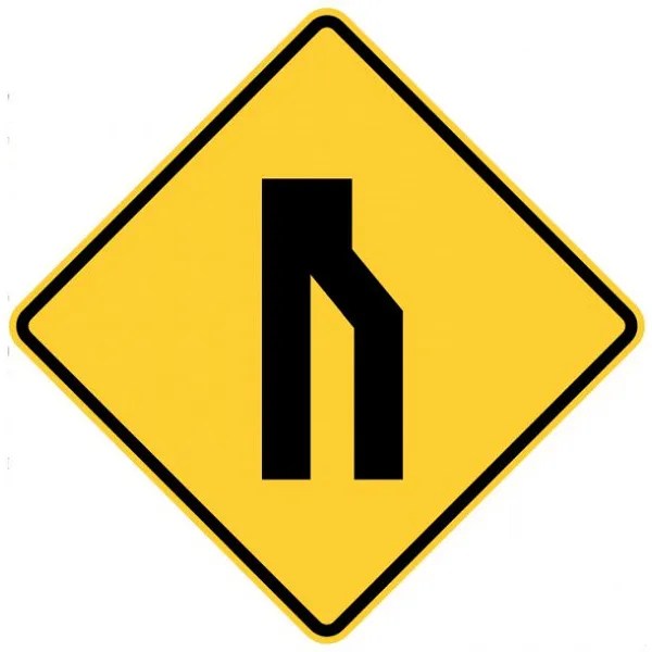 Reusable Lane Ends Merge Left Sign